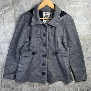 Self esteem Grey and black hooded jacket pecoat grunge style women's medium